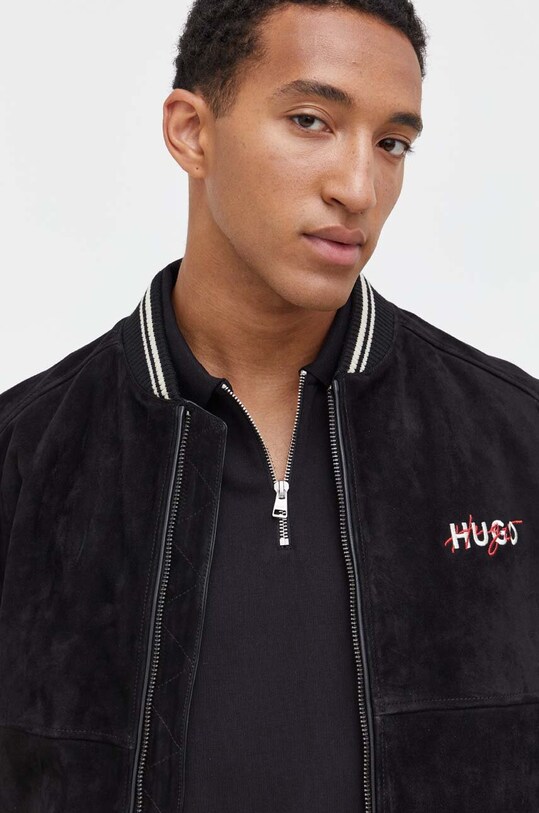 HUGO kurtka bomber skórzana czarny 50493382