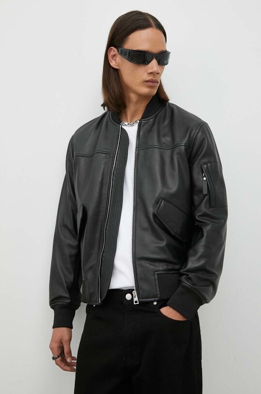 PS Paul Smith kurtka bomber skórzana nieocieplane czarny M2R.372YL.L21450