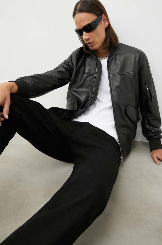 PS Paul Smith kurtka bomber skórzana czarny M2R.372YL.L21450