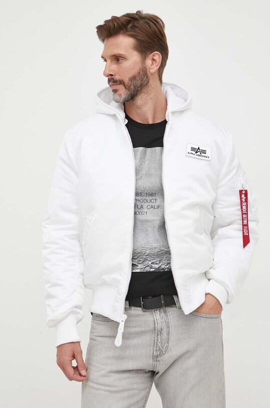 Alpha Industries geaca bomber MA-1 ZH Back Print cu captuseala alb 128113.92