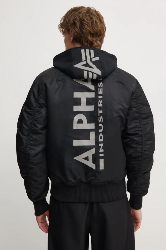 Odzież Alpha Industries kurtka bomber MA-1 ZH Back Print 128113.92 czarny