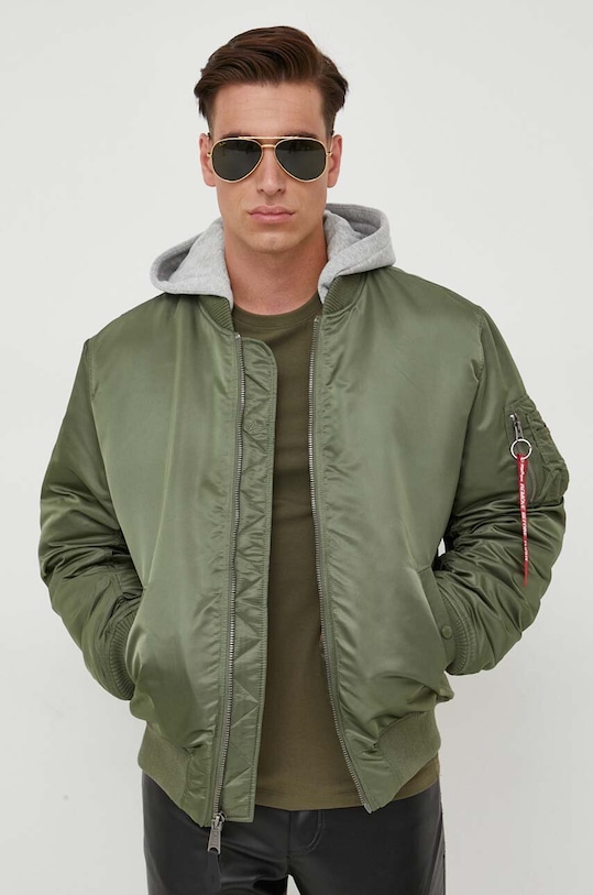 Bomber bunda Alpha Industries MA-1 ZH Back EMB s podšívkou zelená 138105.01