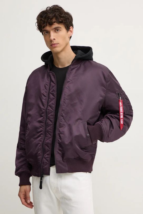 Alpha Industries geaca bomber MA-1 ZH Back EMB cu captuseala violet 138105.697