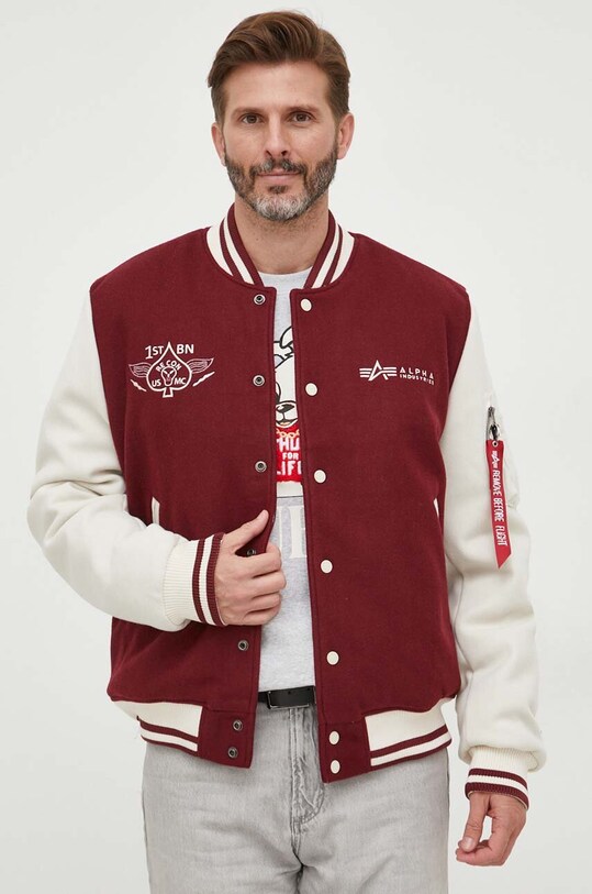 Куртка-бомбер Alpha Industries Varsity Air Force Jacket с подкладкой бордо 138107.184