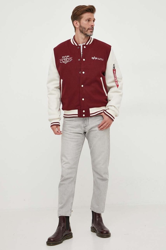 Alpha Industries geaca bomber Varsity Air Force Jacket 138107.184 burgundia AW24