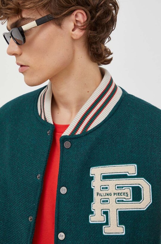 Filling Pieces jachetă bomber din lână Varsity Jacket verde 78616982011