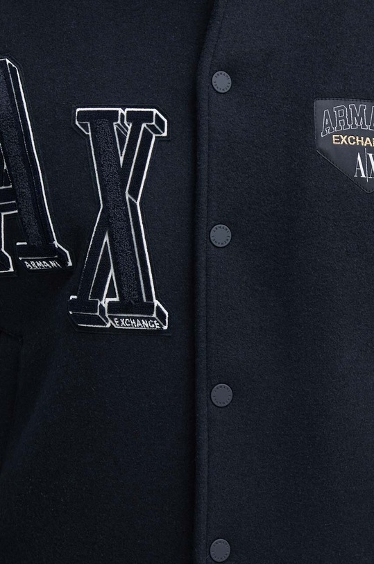 Bunda z vlněné směsi Armani Exchange 6RZB21.ZNIKZ námořnická modř