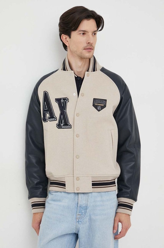 Armani Exchange bomber dzseki gyapjú keverékből enyhén szigetelt bézs 6RZB21.ZNIKZ