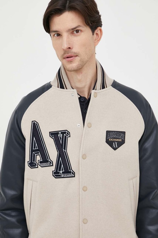 Armani Exchange bomber dzseki gyapjú keverékből bézs 6RZB21.ZNIKZ
