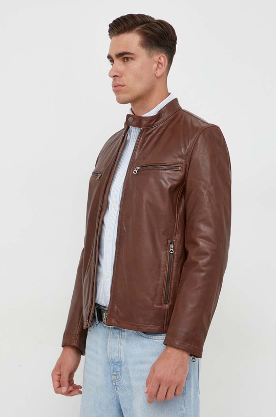 Pepe Jeans kurtka skórzana PM402794.879 brązowy AW23