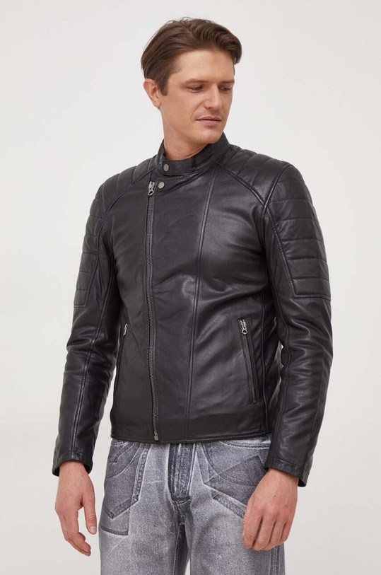 Pepe Jeans geaca de piele Brewster cu captuseala negru PM402847.999