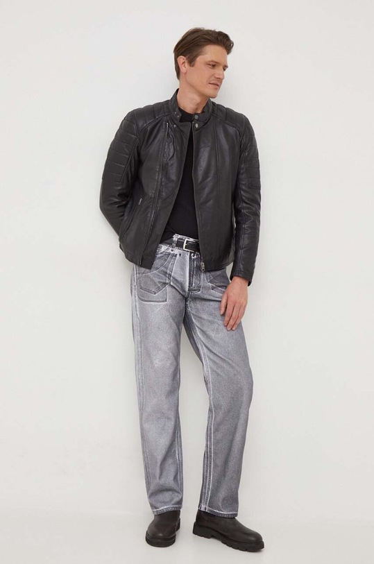 Pepe Jeans geaca de piele Brewster PM402847.999 negru AW23