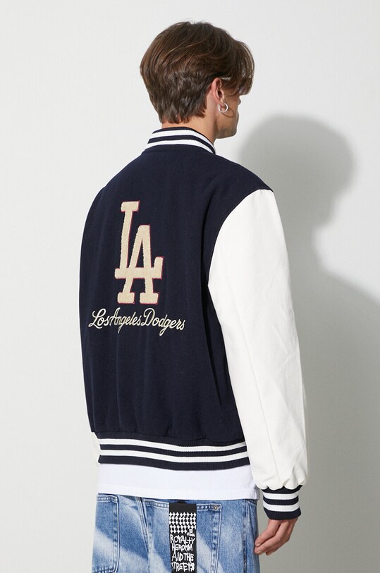 Îmbrăcăminte New Era jacheta bomber din amestec de lana 60416326 bleumarin