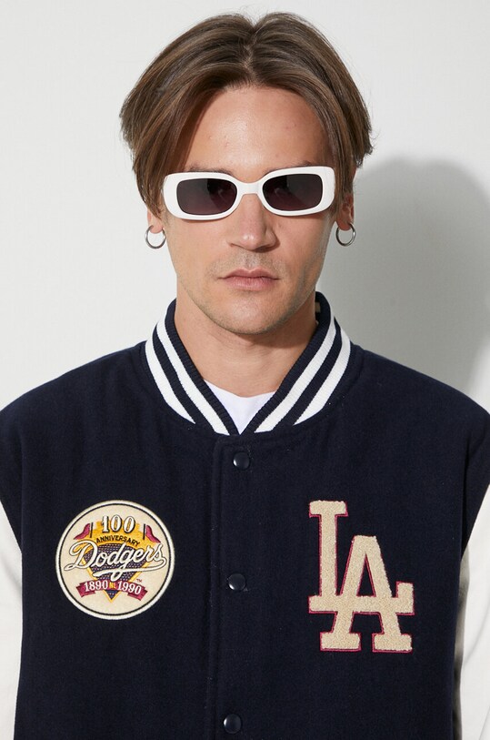 New Era jacheta bomber din amestec de lana 60416326 bleumarin