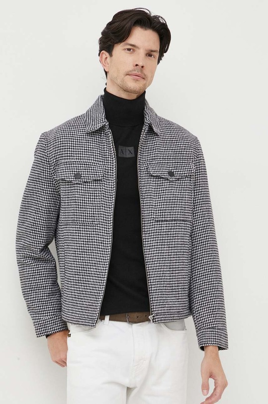 Μάλλινο μπουφάν United Colors of Benetton μαλλί μαύρο 2G8VUN02Z.901