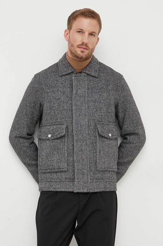 Μπουφάν από μίγμα μαλλιού Sisley 28JQSN02C.901 γκρί AW23