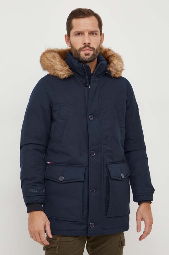 Páperová bunda Tommy Hilfiger parka tmavomodrá MW0MW32778