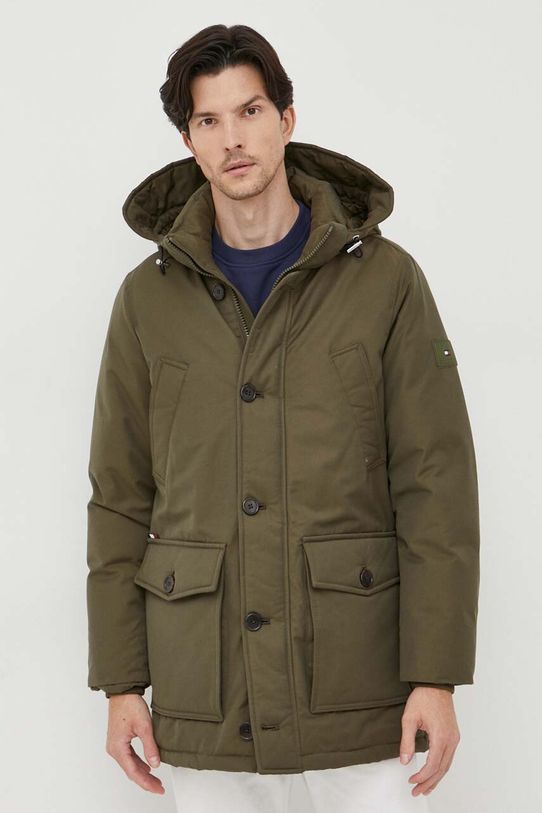 Páperová bunda Tommy Hilfiger zateplené zelená MW0MW32779