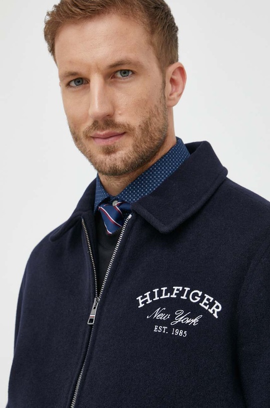 Vlněná bunda Tommy Hilfiger MW0MW32791 námořnická modř