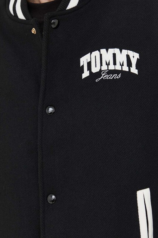 Bomber μπουφάν από μαλλί Tommy Jeans DM0DM17223 μαύρο