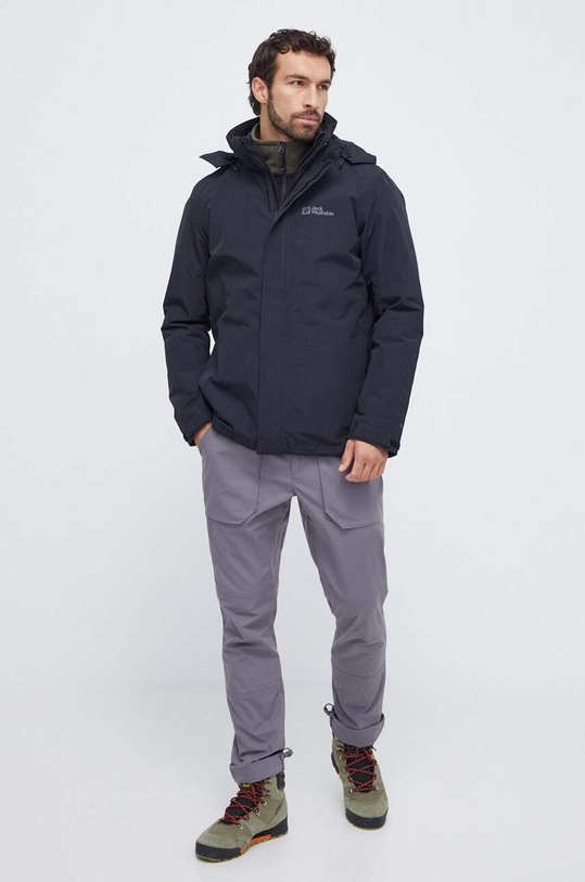 Odzież Jack Wolfskin kurtka outdoorowa Bergland 3in1 1115652 czarny