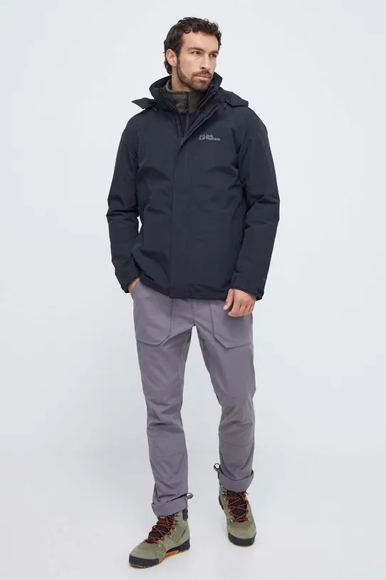 Одежда Куртка outdoor Jack Wolfskin Bergland 3in1 1115652 чёрный