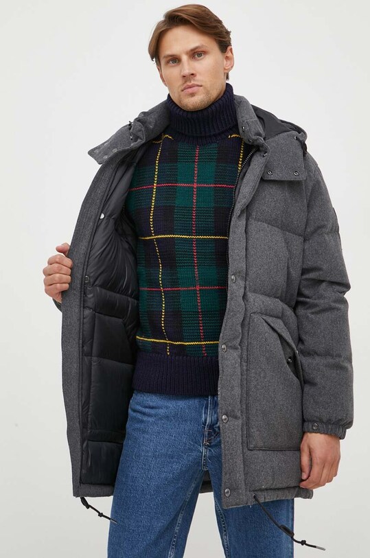 Вовняна пухова куртка Polo Ralph Lauren 710910896 сірий