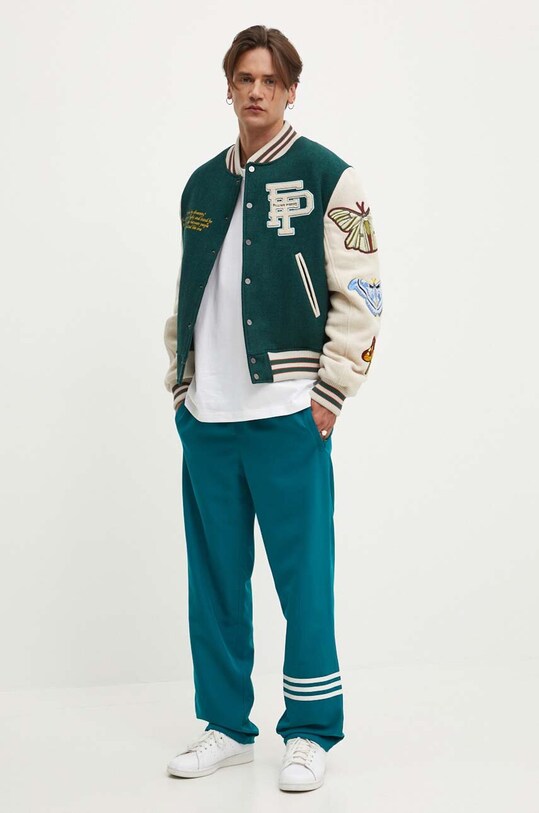 Μάλλινο μπουφάν bomber Filling Pieces 78616981312 πράσινο AW23