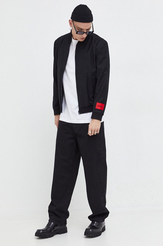 Vlnená bunda bomber HUGO 50500286 čierna AW23