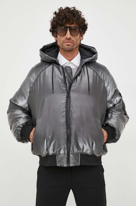 Jakna Calvin Klein Jeans s kapuljačom srebrna J30J324079