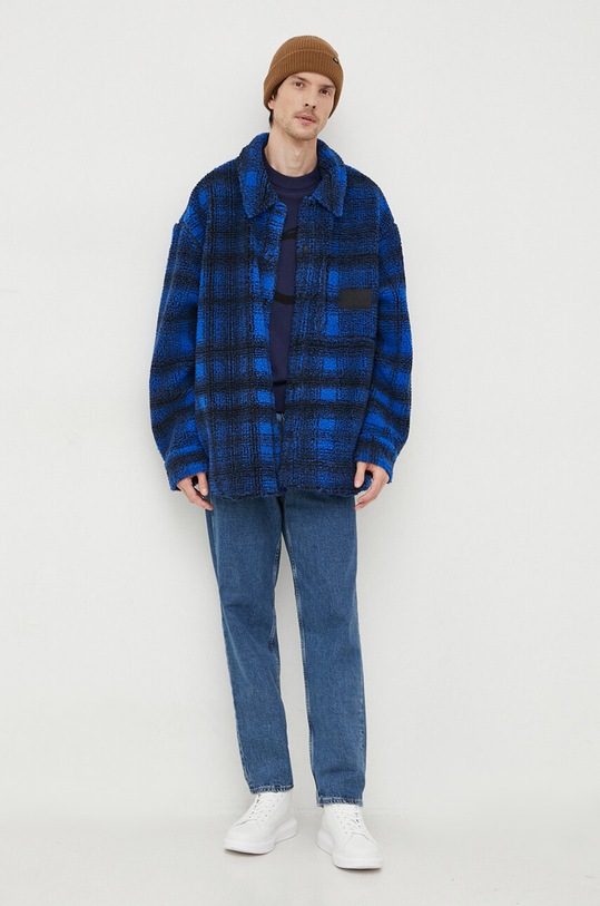 Košeľové sako Calvin Klein Jeans J30J324312 modrá AW23