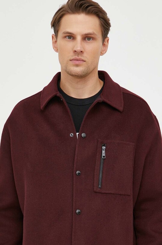 The Kooples kurtka koszulowa bez kaptura bordowy HBLO27007K