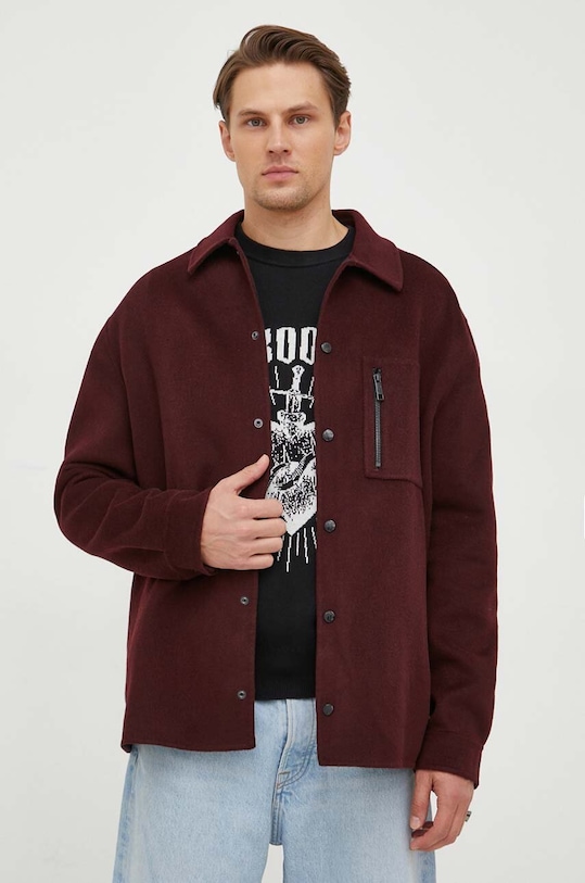 The Kooples kurtka koszulowa bordowy HBLO27007K