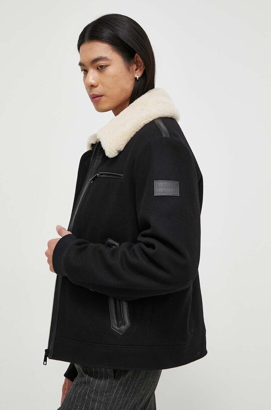 The Kooples kurtka wełniana czarny HBLO27034K