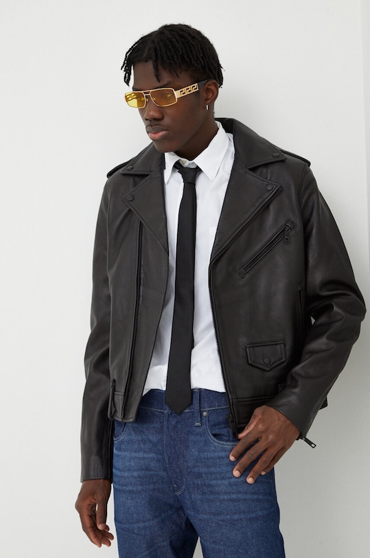 The Kooples ramoneska skórzana nieocieplane czarny HCUI27009K