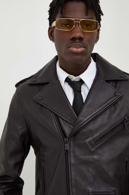 The Kooples ramoneska skórzana HCUI27009K czarny