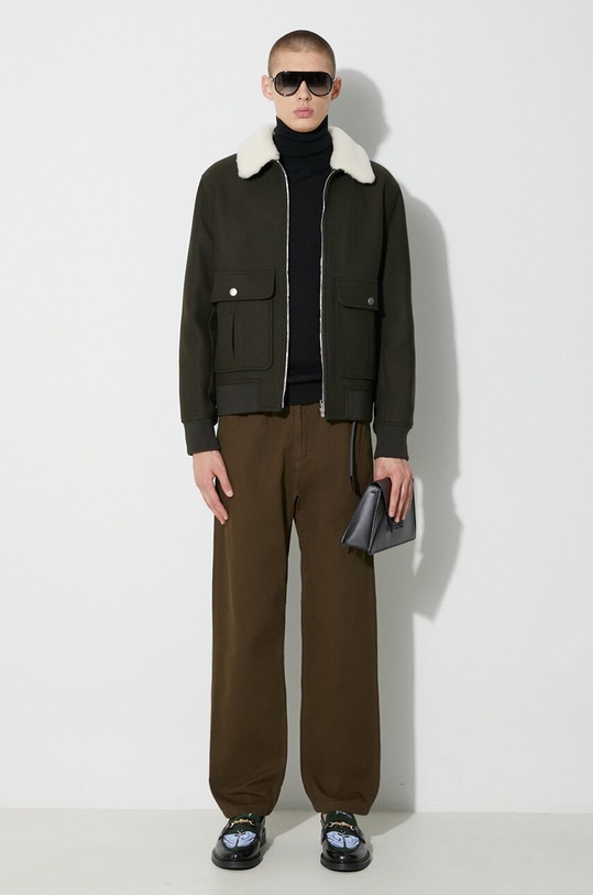 Vlnená bunda A.P.C. WOAPJ.H02761 zelená AW23