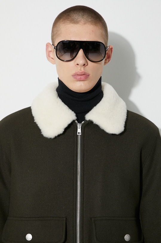 Vlnená bunda A.P.C. WOAPJ.H02761 zelená