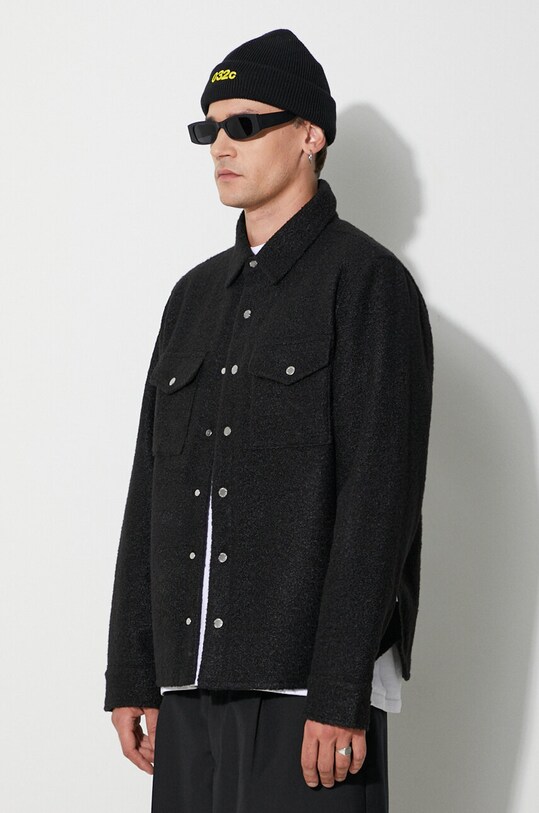 Jakna s dodatkom vune Billionaire Boys Club OUTDOORSMAN OVERSHIRT crna B23321