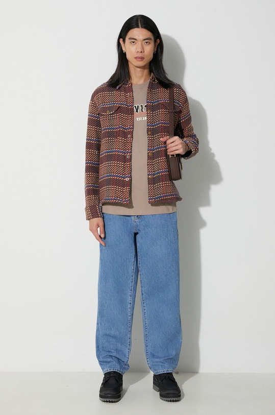 Corridor geacă cu aspect de cămașă Corded Plaid Shirt Jacket JKT0149 maro AW23