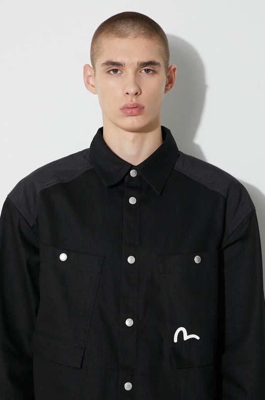 Rifľová bunda Evisu Seagull and Slogan Print 2EAHTM3SJ8004LFCT čierna