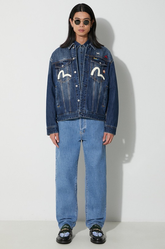 Džínová bunda Evisu Inari Mask Printed 2EAHTM3DJ1001LFCT modrá AW23