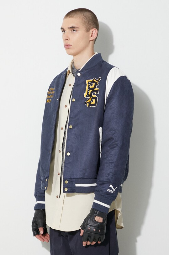 Bunda Puma PUMA X STAPLE Varsity Jacket tmavomodrá 622203
