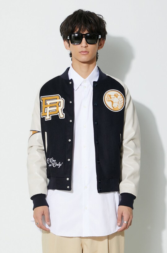 Куртка-бомбер с примесью шерсти Baracuta Varsity Bomber BRCPS0996 тёмно-синий