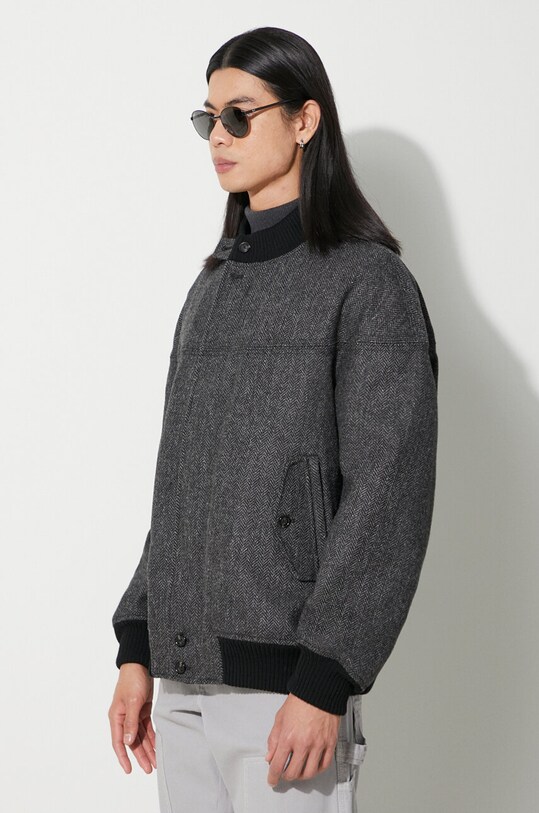 Baracuta jachetă bomber din lână Herringbone Derby Jacket gri BRCPS1001