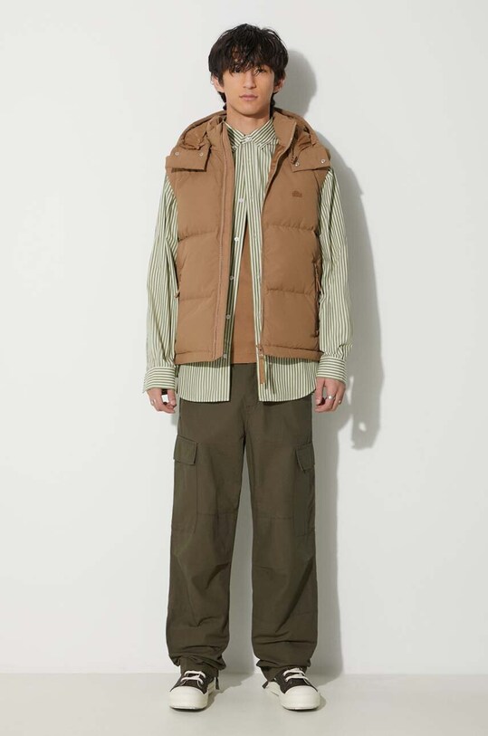 Lacoste bezrękawnik puchowy BH1611 brązowy AW23