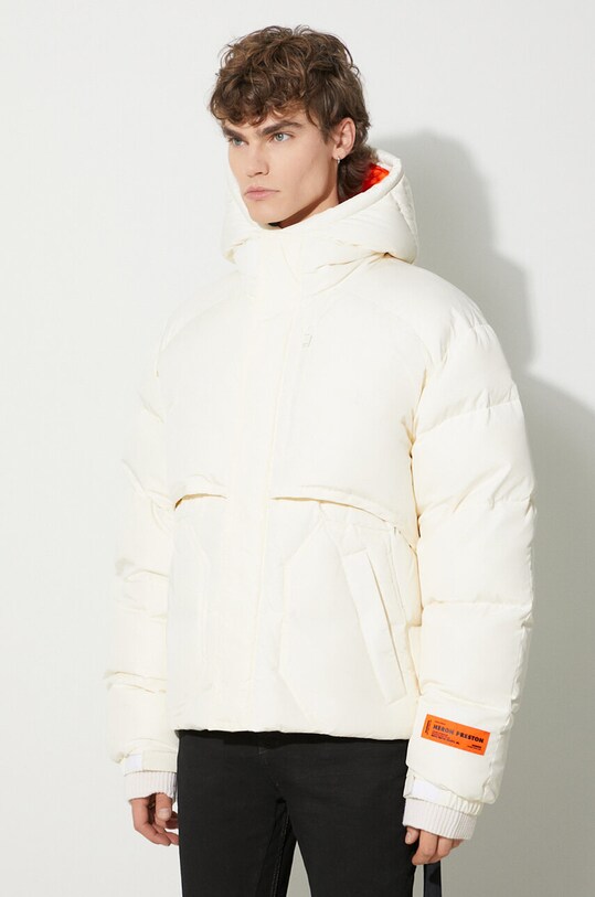 Pernata jakna Heron Preston Hoodie Nylon Puffer bež HMED014F23FAB0010400