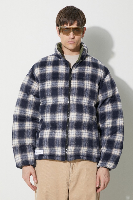 Butter Goods kurtka dwustronna Reversible Plaid Puffer Jacket bez kaptura granatowy BGQ423D12703