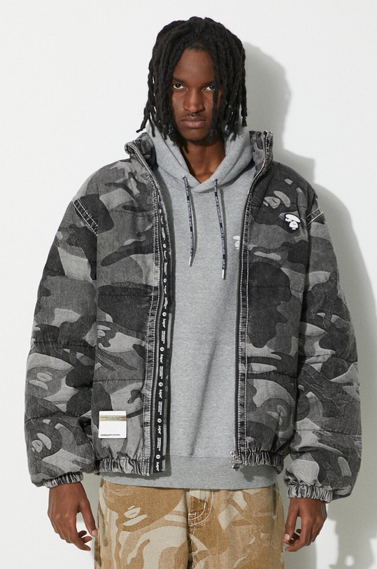 AAPE kurtka puchowa Down Jacket bez kaptura czarny ADN7606