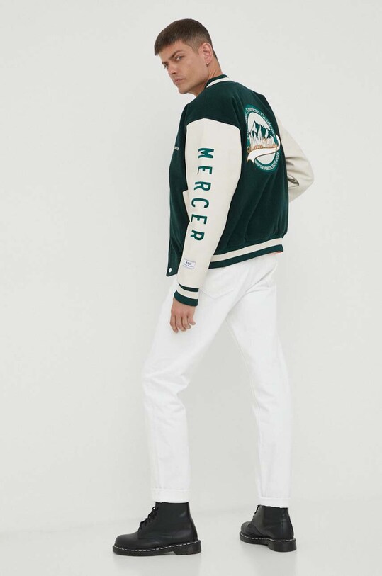 The Mercer Brand jacheta bomber din lana MEAP233001 verde AW23